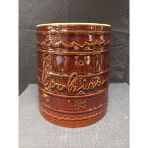 1950s Mar-crest Stoneware Daisy Dot Tapered Covered “Cookies” Cookie Jar No Lid